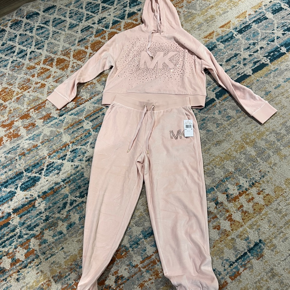 Michael Kors Powder Blush Rhinestone MK Sweatshirt
